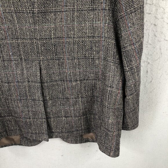 Vintage  MW Blazer Mens 41R Black White Glenn Plaid 100% Silk Jacket Sport Coat - Picture 14 of 16
